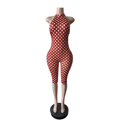 Joskaa Polka Dot Backless Halter Sleeveless Romper - romper image 5