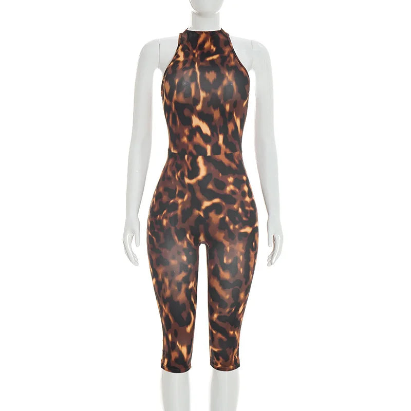 Women's Backless Zip Up Sleeveless Bodycon Romper