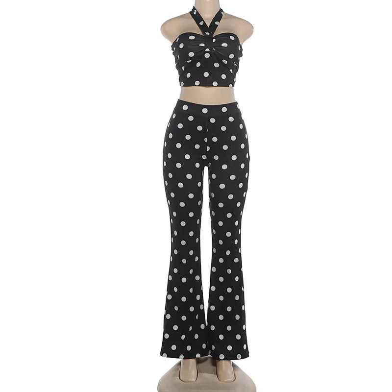 Women's Polka Dot Ruched Halter High Waist Two Piece Set - Additional View 9