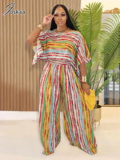 Women's Stripe Flare Wide Leg Two Piece Set – Women's Fashion Wholesale – Front View