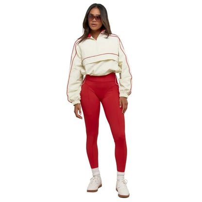 Women's Long Sleeve Sporty Nylon Full Two Piece Set