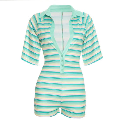 Women's Striped Bodycon Romper - Additional View 7