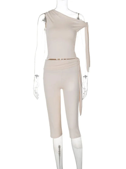 Women's Sporty Skew Collar Two Piece Set