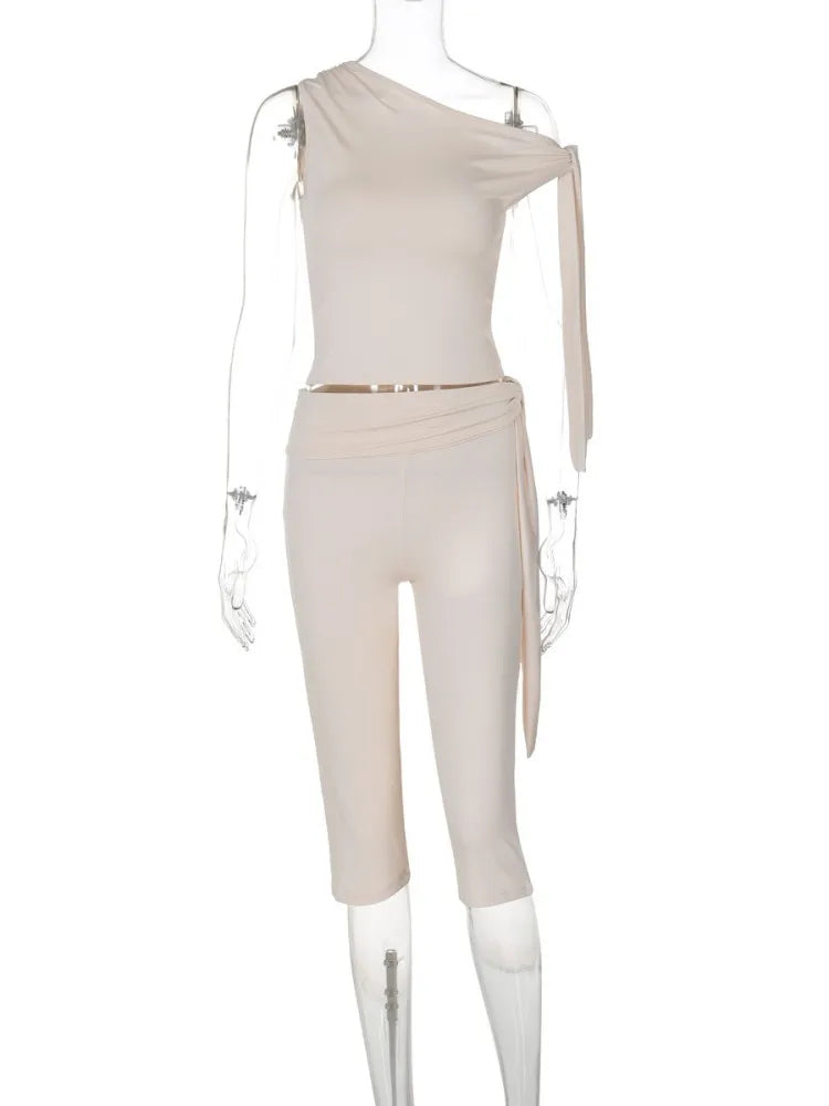 Women's Sporty Skew Collar Two Piece Set