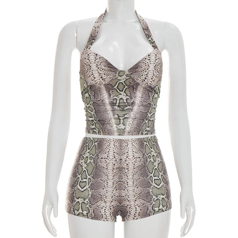 Joskaa Backless Halter Crop Two Piece Set - two piece set image 6