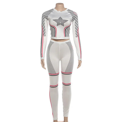 Women's Long Sleeve Stars Sporty Two Piece Set