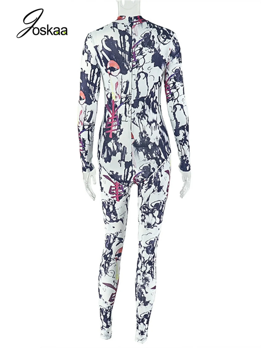 Wholesale Women's Long Sleeve Bodycon Zip Romper Colorful – Detail View