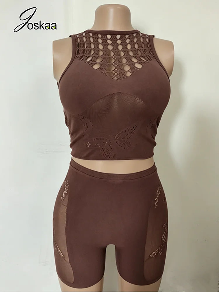 Wholesale Women's Cutout Crop See Two Piece Set Black – Back View