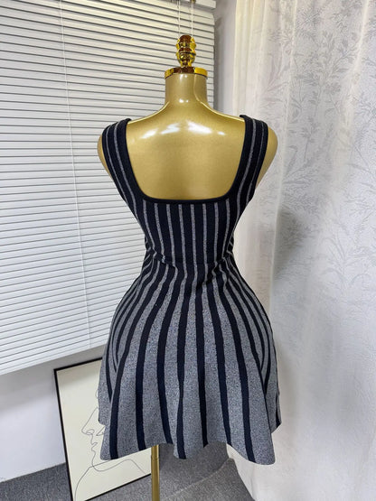 Joskaa Stripe Ribbed Knit Bodycon Flare Mini Dress - mini dress image 3