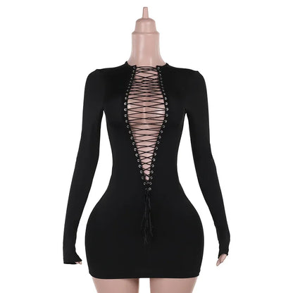 Wholesale Women's Cutout Long Sleeve Mini Dress