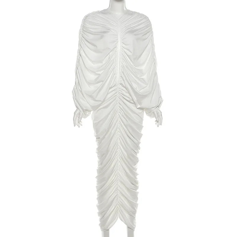 Women's Ruched Backless Cutout Maxi Dress