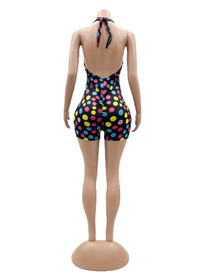 Joskaa Polka Dot Backless Halter Sleeveless Romper - romper image 5
