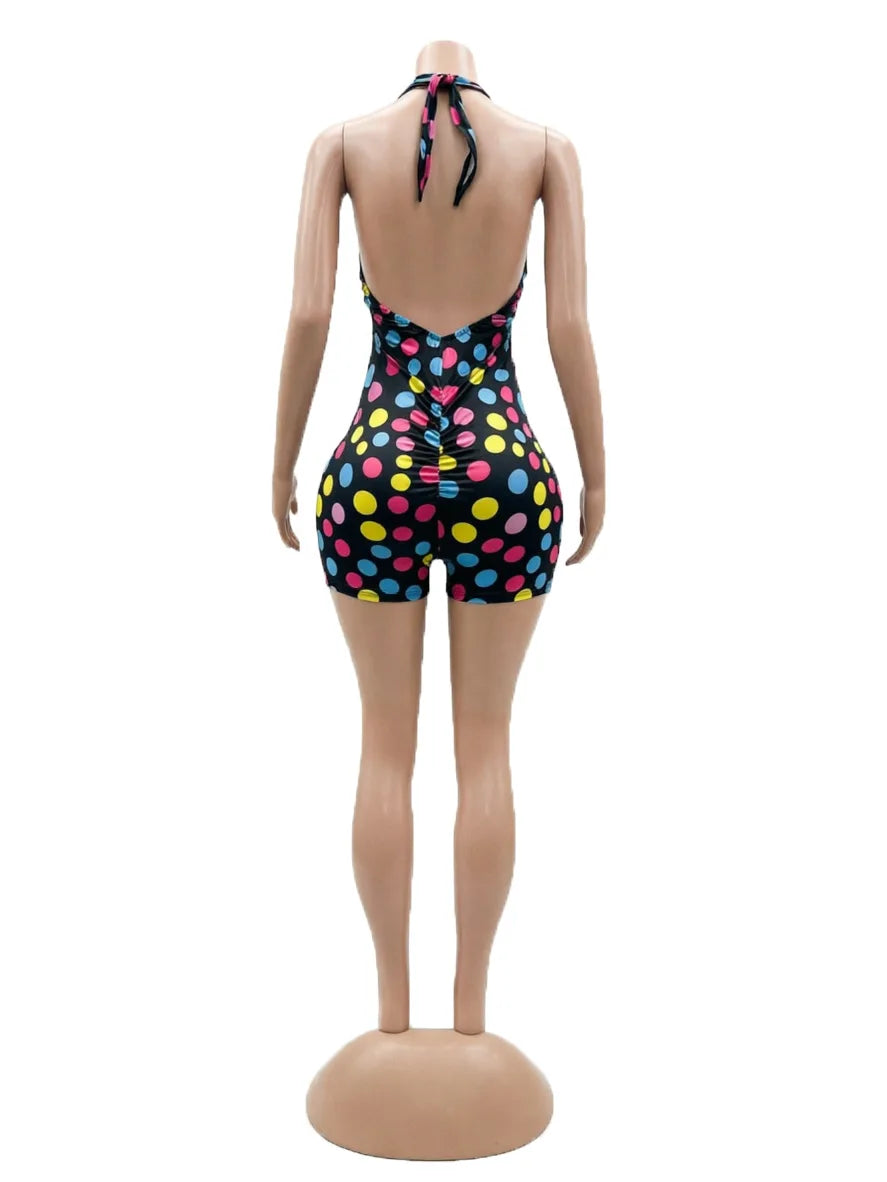 Joskaa Polka Dot Backless Halter Sleeveless Romper - romper image 5