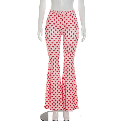 Wholesale Women's Polka Dot Bodycon Wide Leg Pants