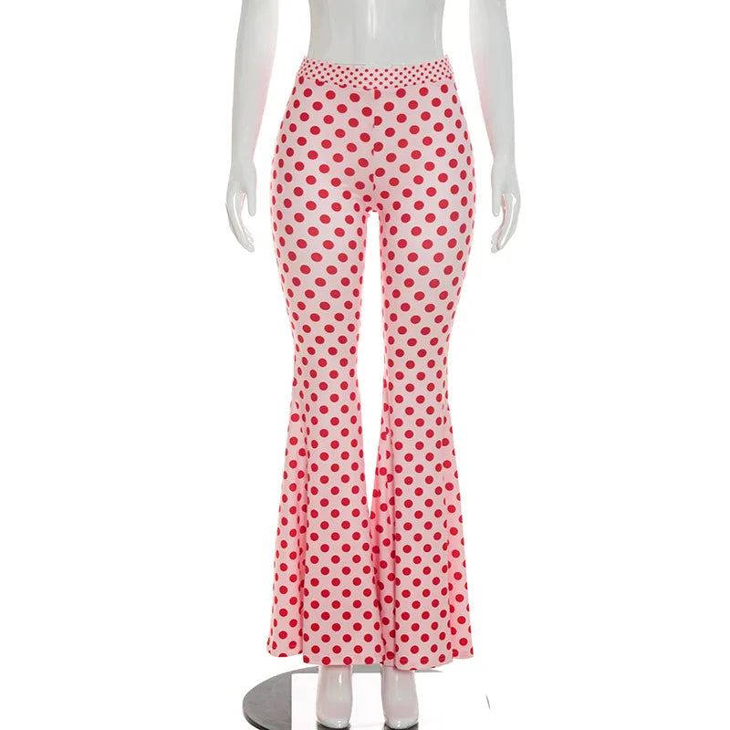 Wholesale Women's Polka Dot Bodycon Wide Leg Pants