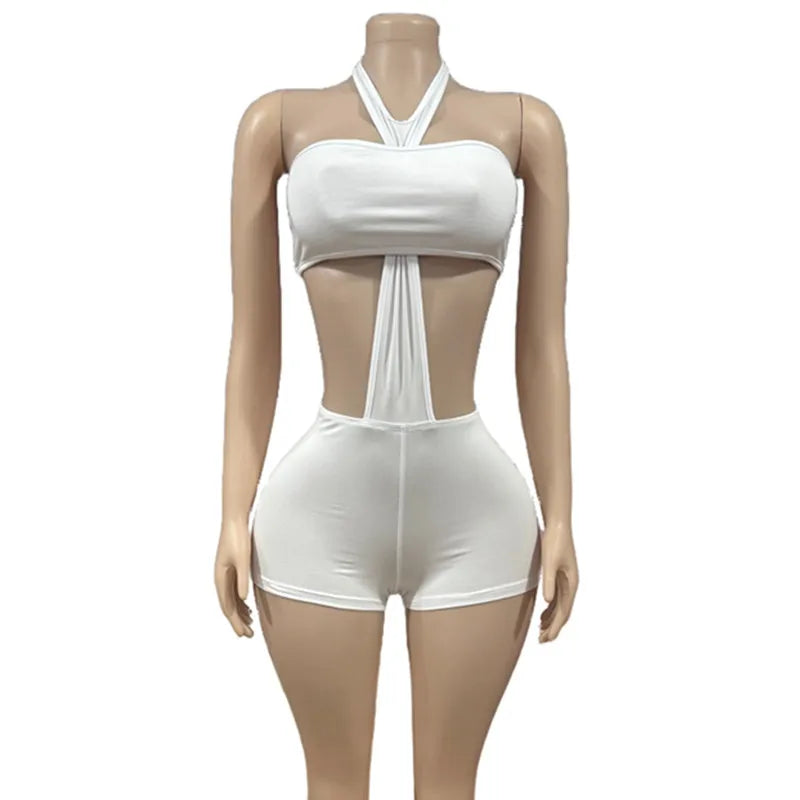 Women's Backless Cutout Halter Two Piece Set