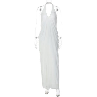 Joskaa Mesh Backless Halter Sleeveless Maxi Dress - maxi dress image 5