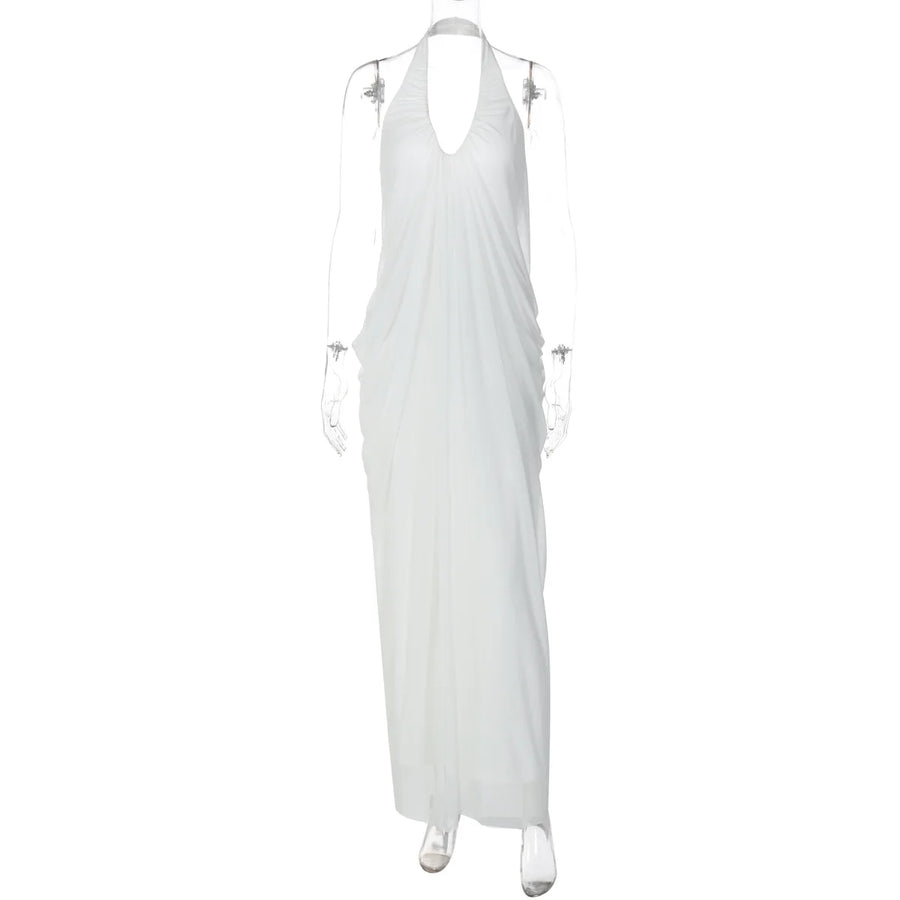 Joskaa Mesh Backless Halter Sleeveless Maxi Dress - maxi dress image 5