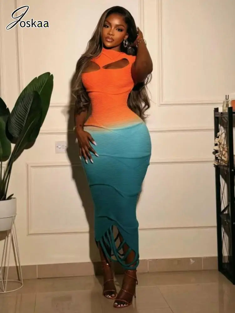 Women's Knit Cutout Short Sleeve Maxi Dress As Picture – Front View