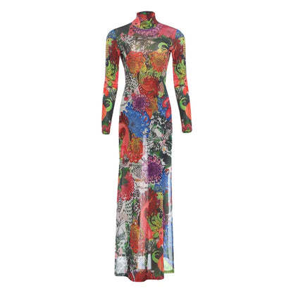 Joskaa Mesh Long Sleeve Maxi Dress See Through Vacation - maxi dress image 5
