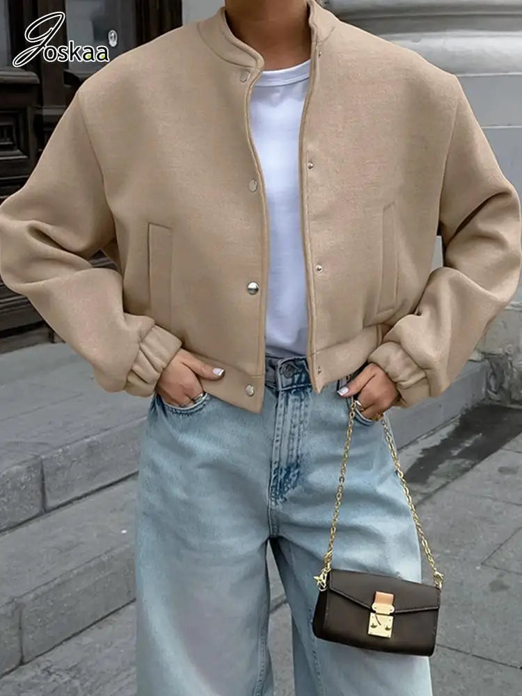 Women's Long Sleeve Bomber Warm Wool Jacket – Women's Fashion Wholesale – Front View