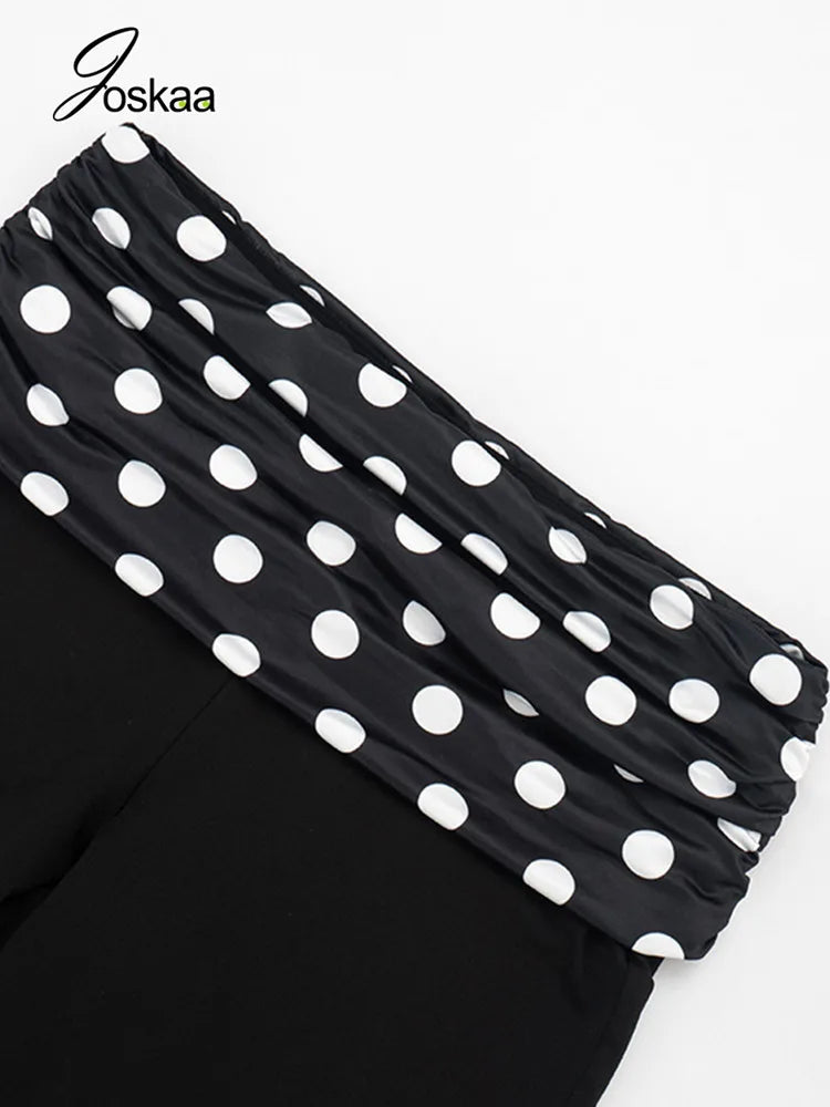 Women's Polka Dot Backless Halter Two Piece Set - Model Wearing Style