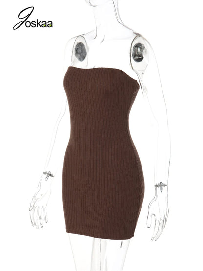 Women's Strapless Classic Solid Color Bodycon Dress 933 – Detail View