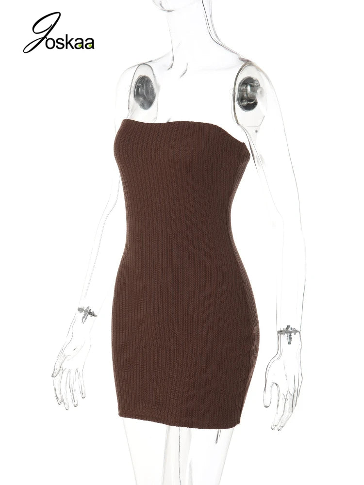 Women's Strapless Classic Solid Color Bodycon Dress 933 – Detail View