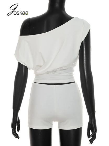 Women's One Shoulder Bodycon High Waist Two Piece Set - Detail View 4