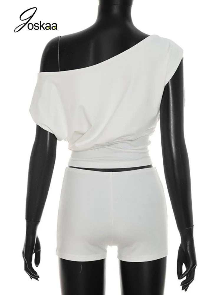 Women's One Shoulder Bodycon High Waist Two Piece Set - Detail View 4