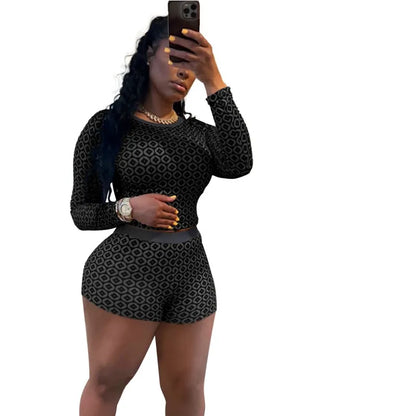 Wholesale Women's Long Sleeve Crop Two Piece Set
