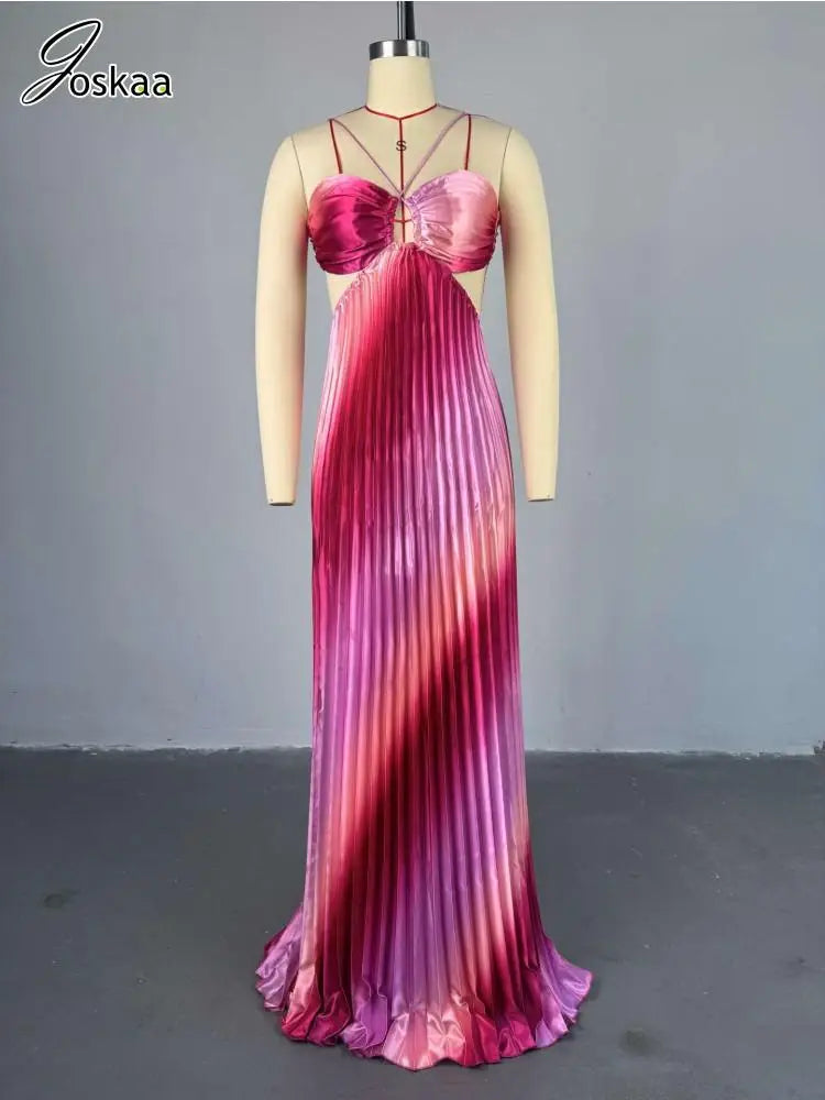 Wholesale Women's Backless Pleated Bodycon Dress Pink – Back View