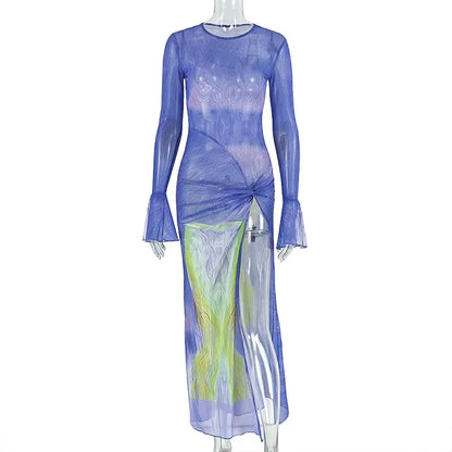Wholesale Women's Mesh Long Sleeve Bodycon Dress