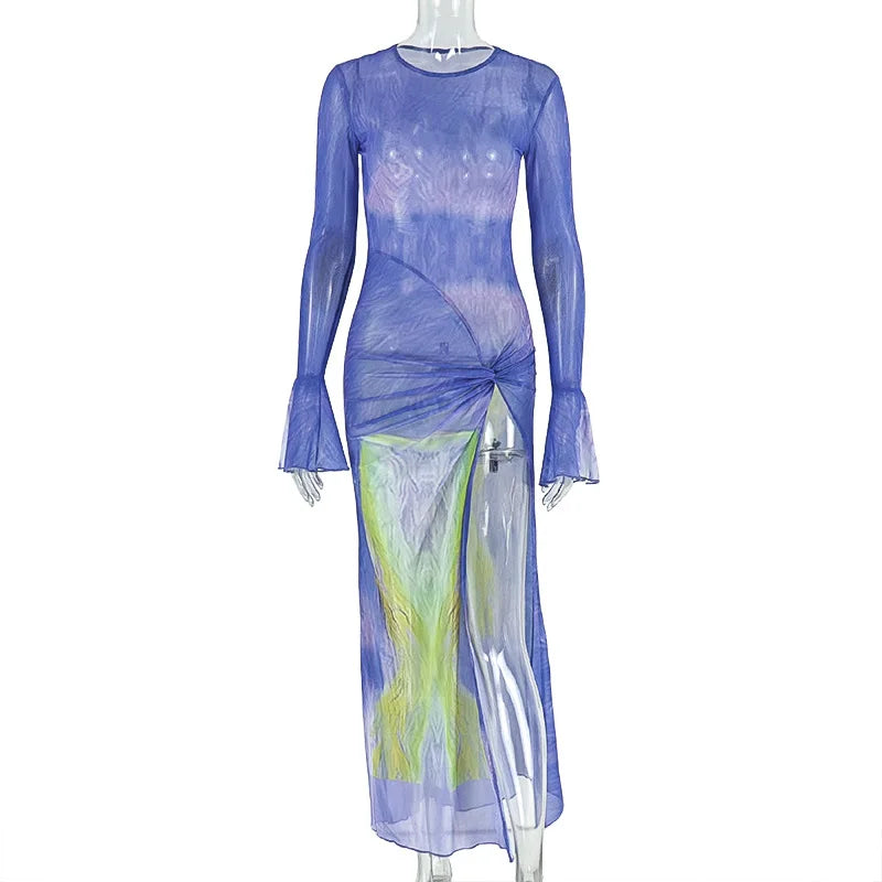 Wholesale Women's Mesh Long Sleeve Bodycon Dress