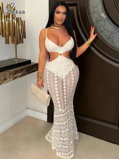 Women's Lace Cutout Maxi Elegant Spaghetti Strap Bikini Set – Women's Fashion Wholesale – Front View