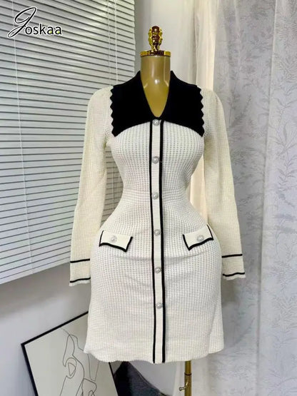 Wholesale Women's Knit Long Sleeve Ribbed Dress Coffee – Back View