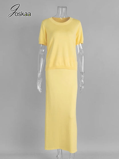 Women's Knit Short Sleeve Maxi Two Piece Set 366 – Back View