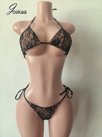Women's Lace Swimwear Bikini Triangle Tie - Back View