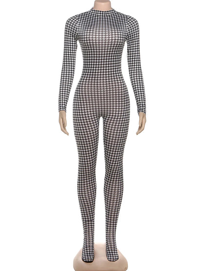Joskaa Long Sleeve Bodycon Romper Foot Hipster Printed - romper image 2