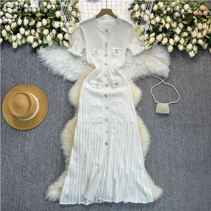 Women's Knit Short Sleeve Bodycon Maxi Dress