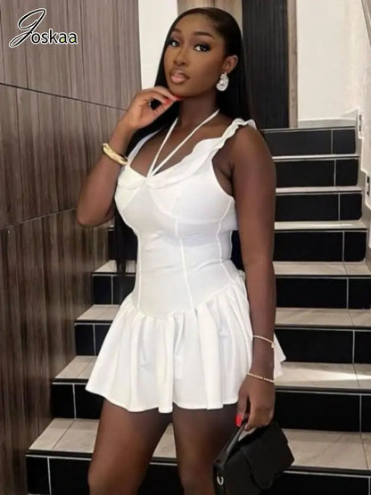 Women's Sleeveless Bodycon Pleated Mini Dress – Women's Fashion Wholesale – Front View