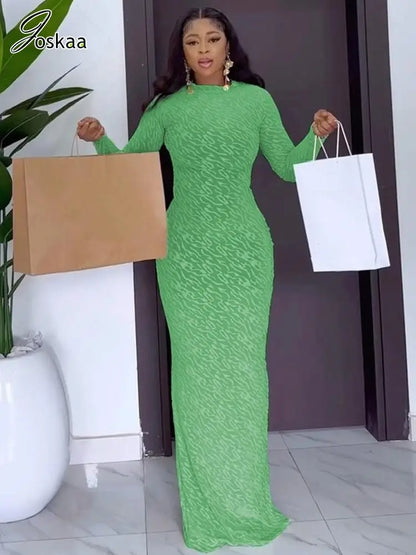 Wholesale Women's Long Sleeve Bodycon Maxi Dress White – Front View