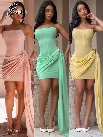 Women's Mesh Backless Sleeveless Mini Dress – Women's Fashion Wholesale – Front View