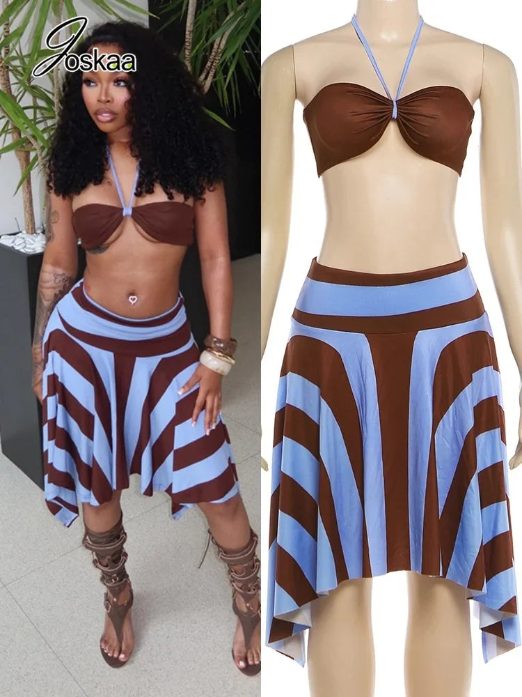 Women's Halter Two Piece Color Bikini Set – Women's Fashion Wholesale – Front View