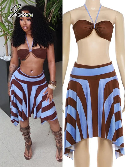 Women's Halter Two Piece Color Bikini Set – Women's Fashion Wholesale – Front View
