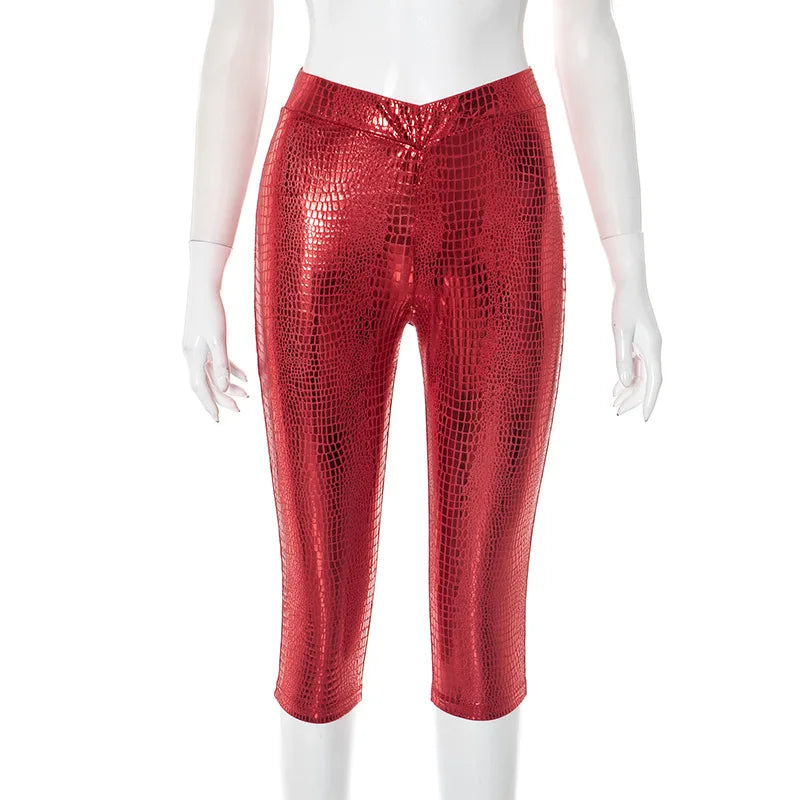 Wholesale Women's Crop Serpentine Red Pants Top