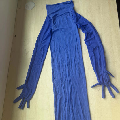 Women's Mesh Long Sleeve Jumpsuit with Gloves Romper