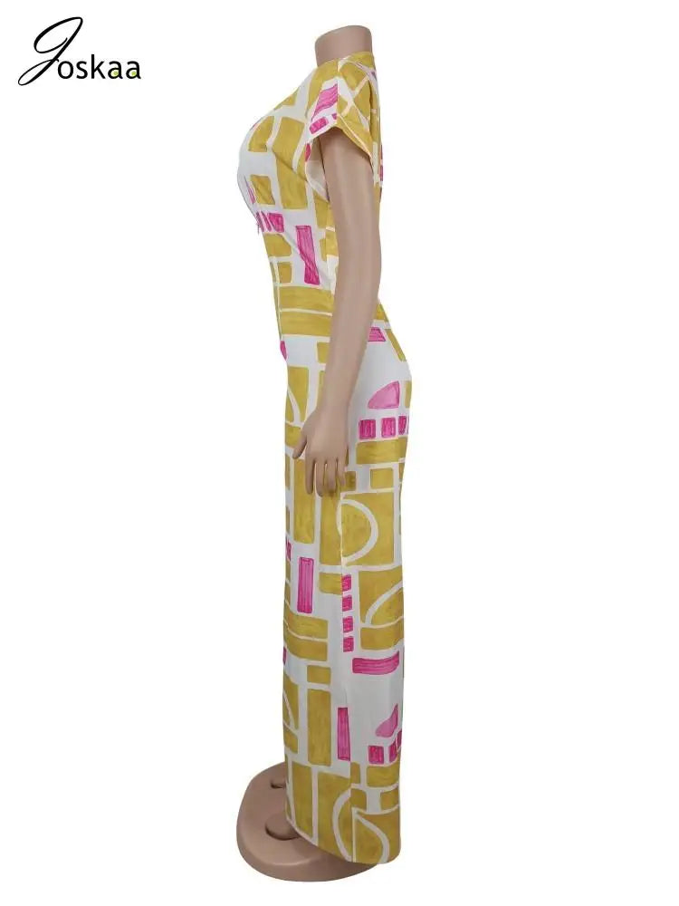 Women's Short Sleeve Flare Zip Wide Leg Romper Yellow – Back View