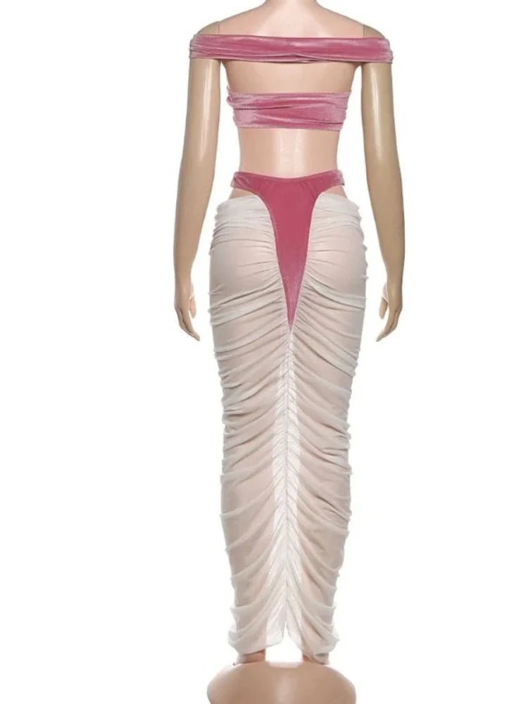 Joskaa Velvet Cutout High Waist Two Piece Set - two piece set image 4