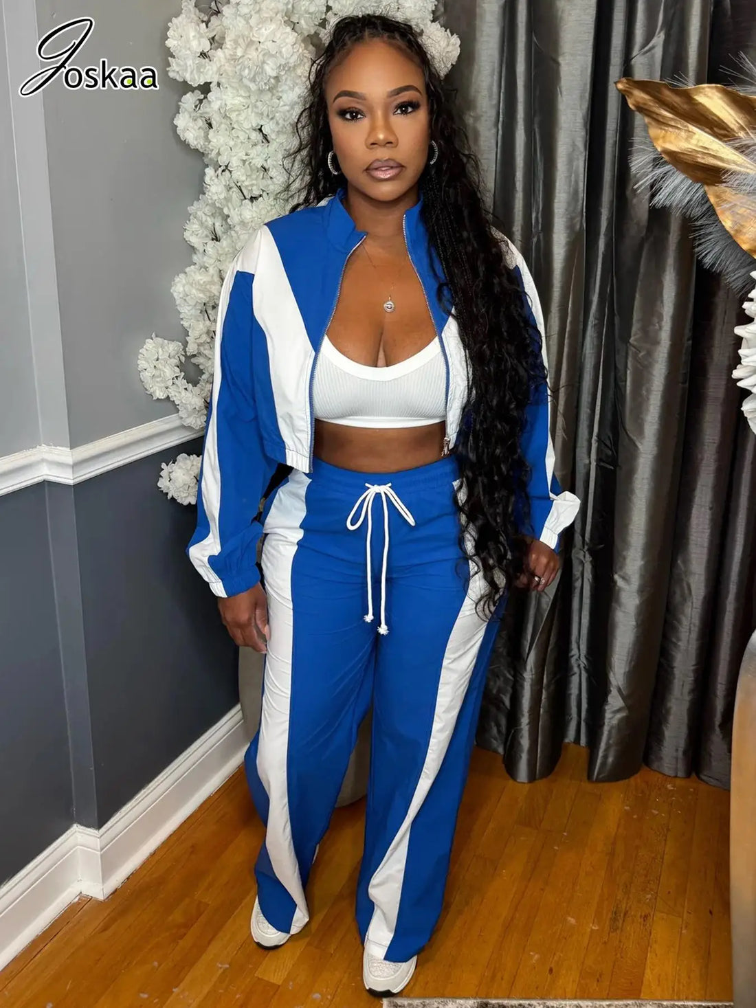 Women's Long Sleeve Crop Flare Two Piece Set – Women's Fashion Wholesale – Front View